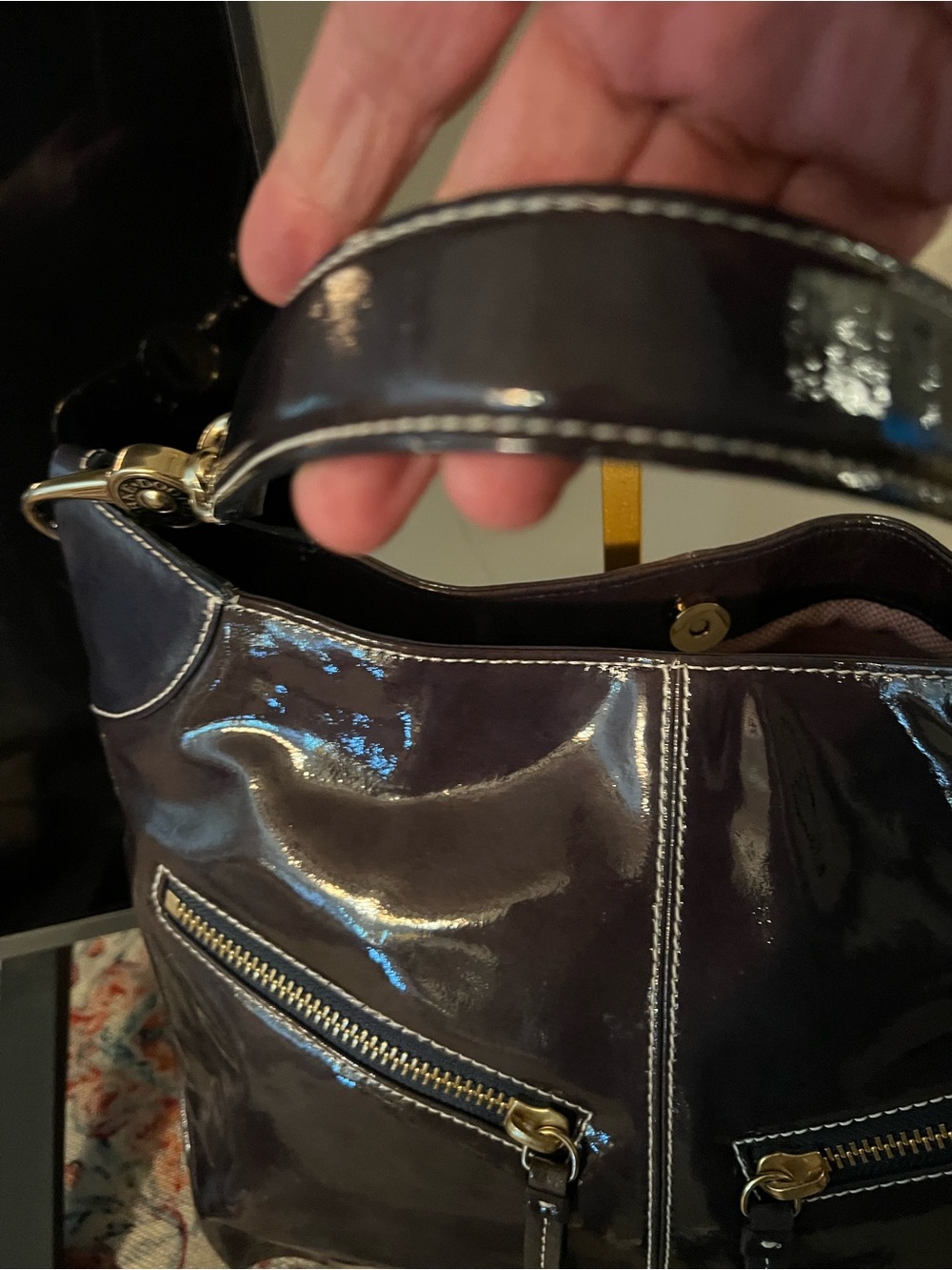 DOONEY AND BOURKE Patent Leather Shoulder Bag in Deep Purple AND WALLET - Picture 4 of 8